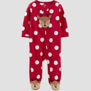 Carter's Just One You Baby Girls Reindeer Dot Footed Pajama Red 3M